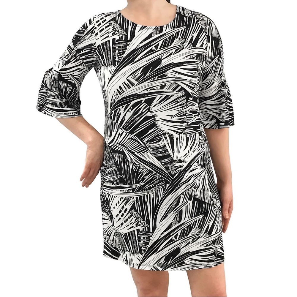 Alexandra+Oak Boat Neck Elbow Sleeve Dress Black and white size XXL